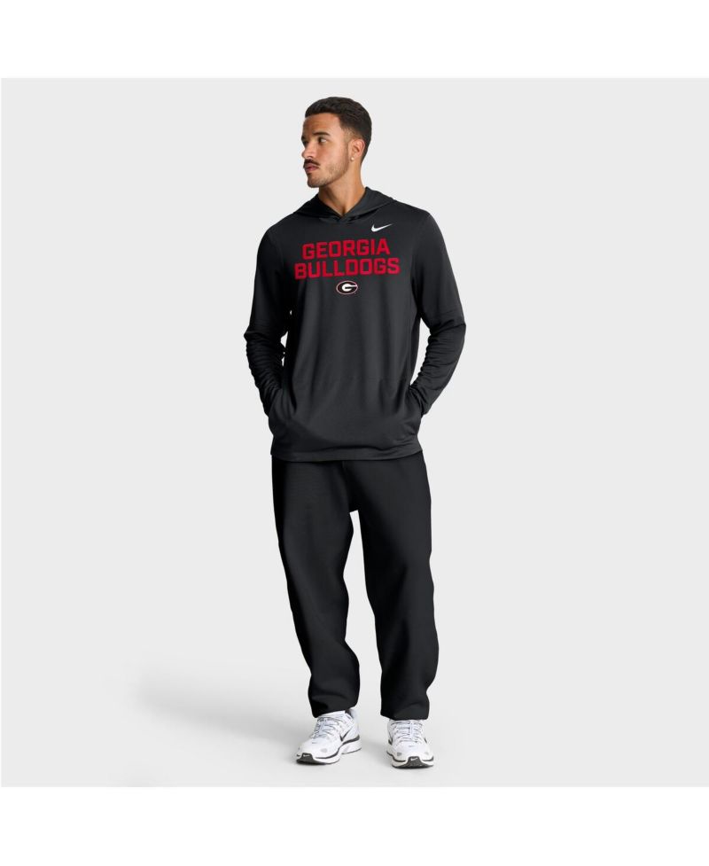 Men's Black Georgia Bulldogs 2025 Sideline Performance Long Sleeve Hoodie T-Shirt