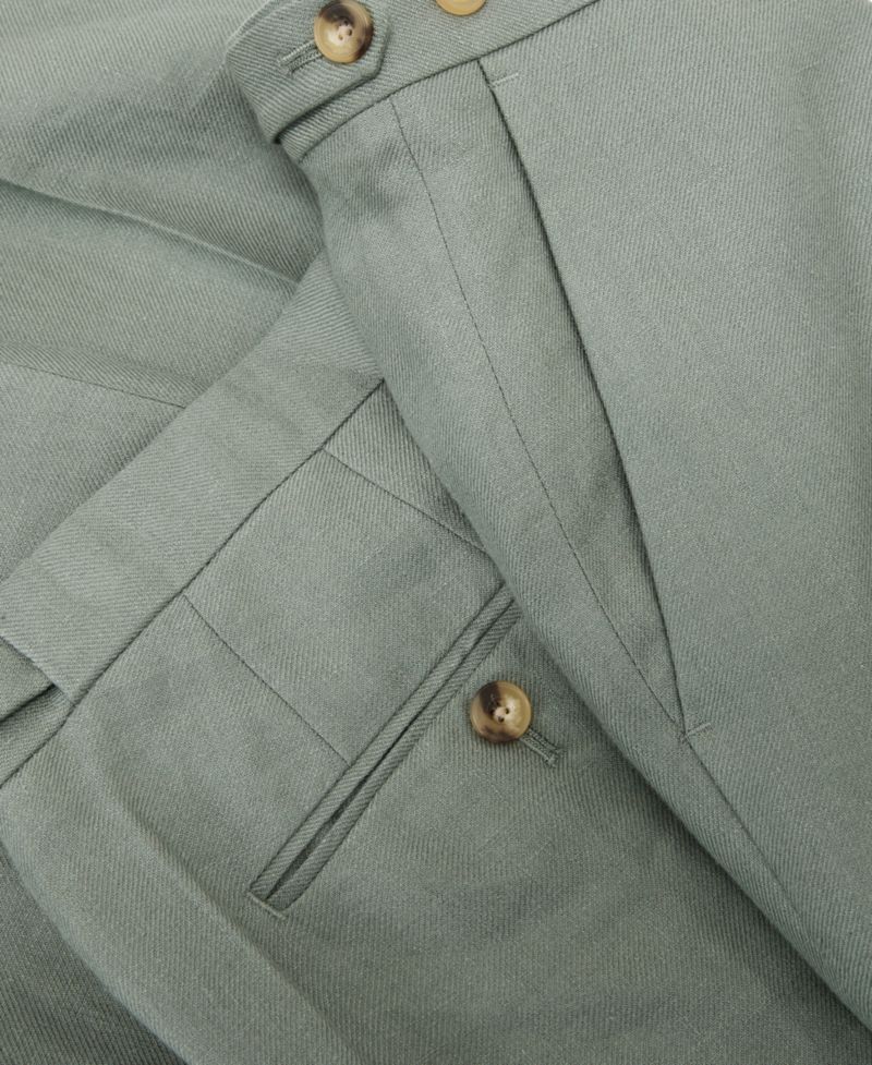 Men's Atlantic Linen-Twill Tailored-Fit Suit Pants