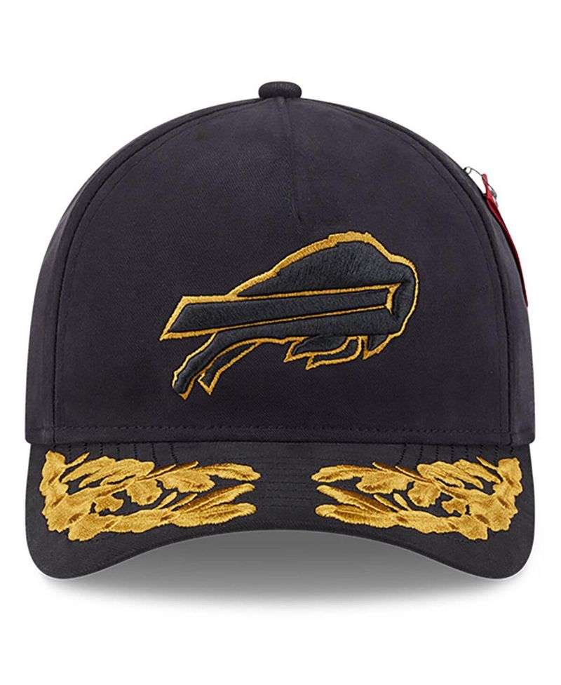x Alpha Industries Men's Black Buffalo Bills A-Frame 9FORTY Adjustable Hat