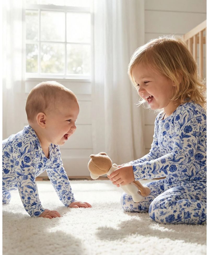 Baby Girls Porcelain Vine Pajama Set