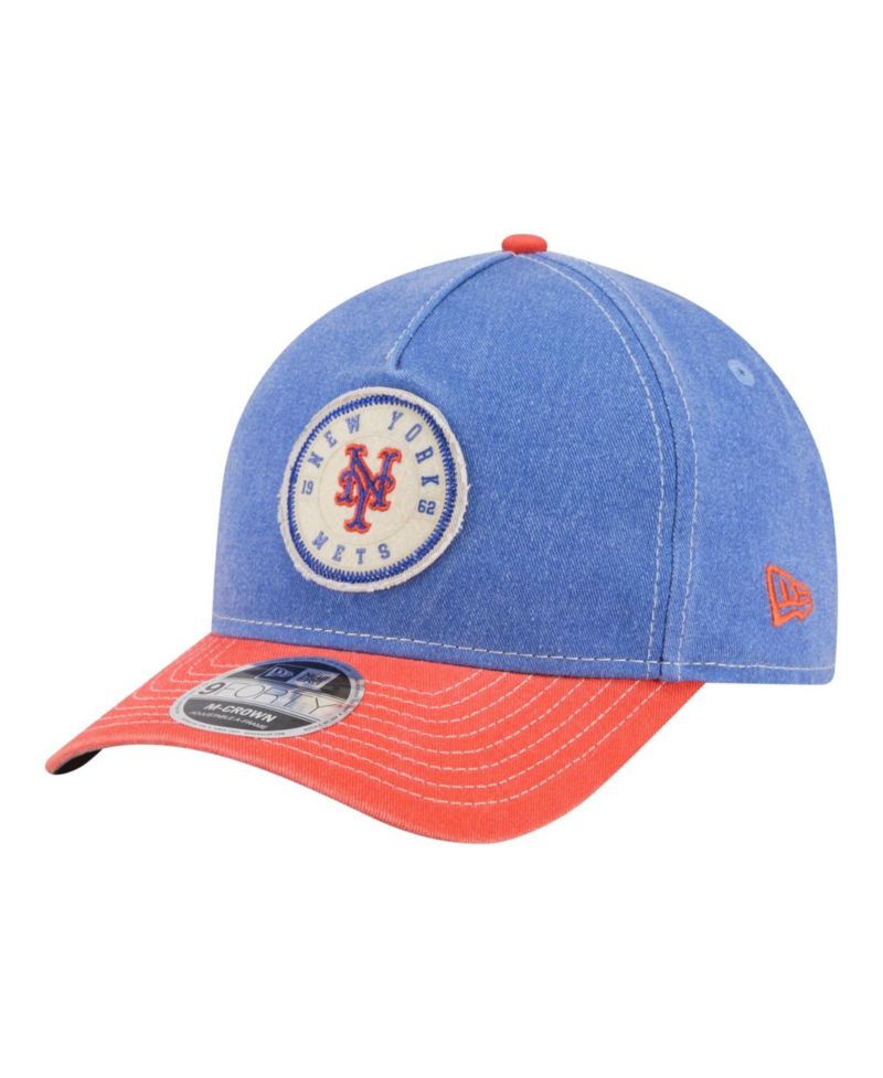 Men's Royal/Orange New York Mets Felt M-Crown 9FORTY Adjustable Hat