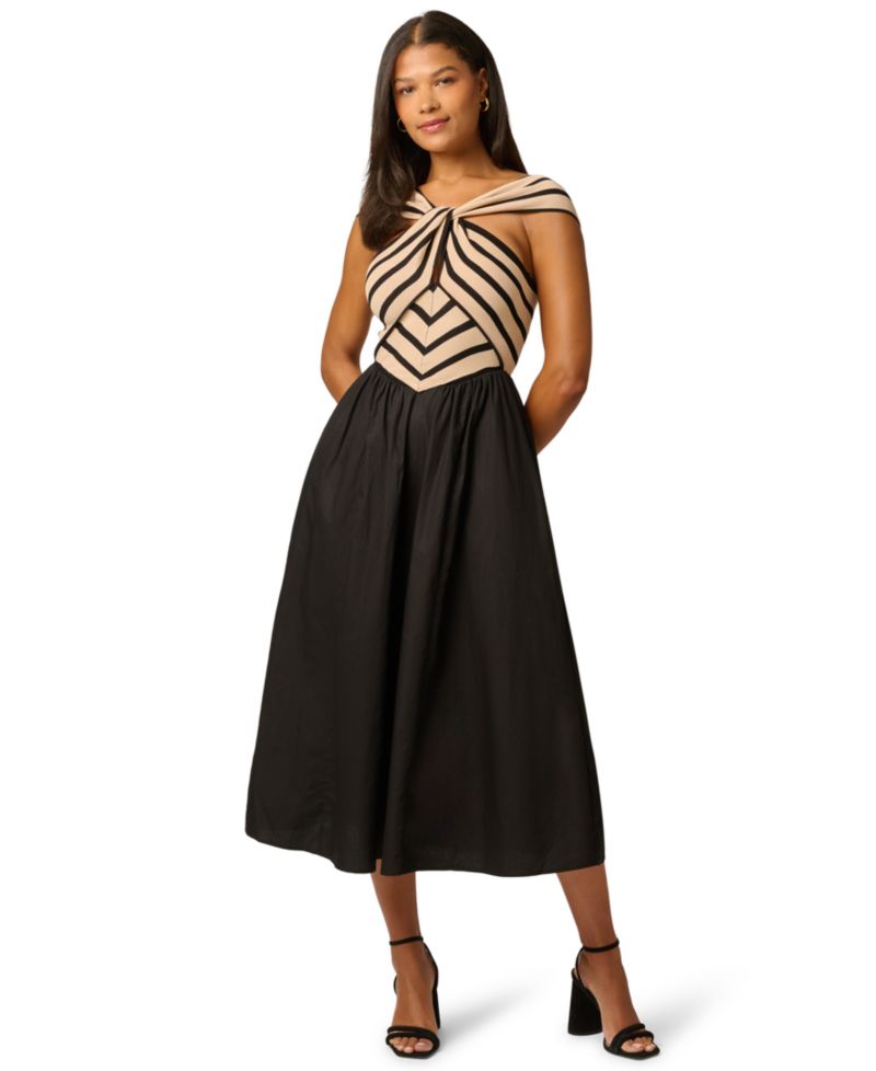 Women's Halter-Neck Stretch Midi Dress