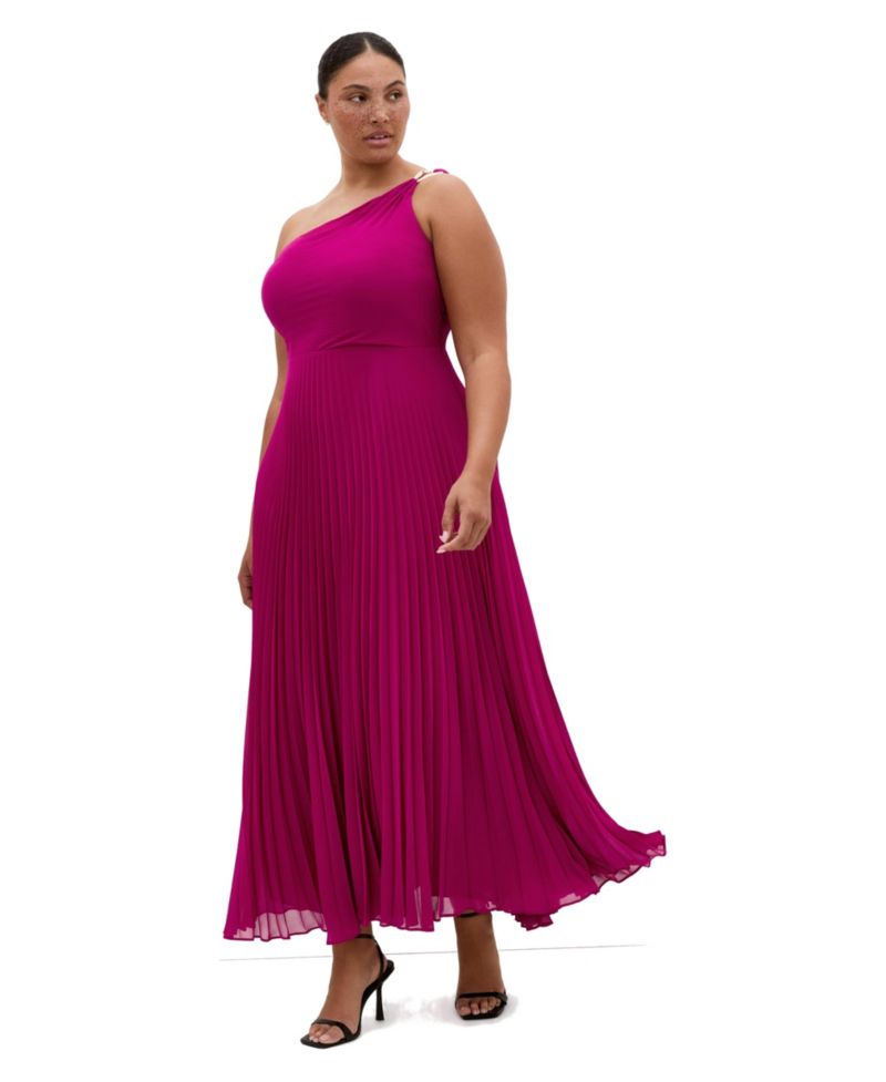 Plus Size Eloura One Shoulder Pleat Maxi Dress