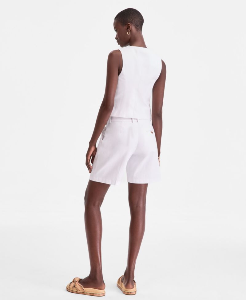 Women's High-Rise Linen-Blend Bermuda Shorts