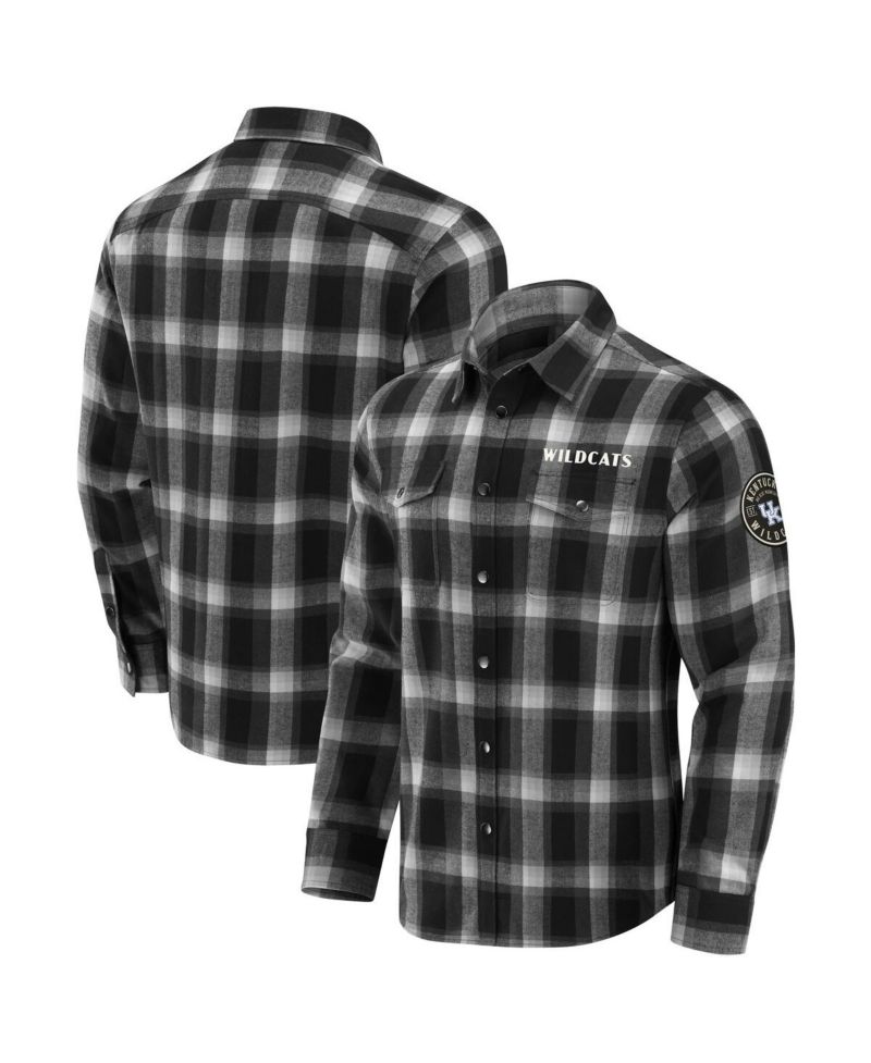 Darius Rucker Collection by Men's Black Kentucky Wildcats Team Flannel Plaid Full-Snap Shirt
