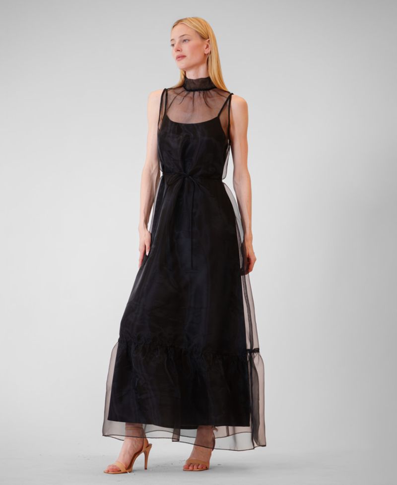 Women's High-Neck Overlay Dress