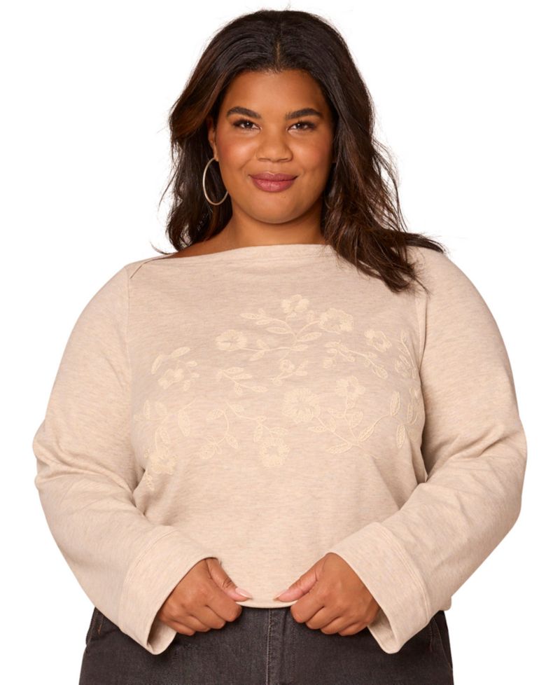 Plus Size Bell Sleeve Boat Neck Top