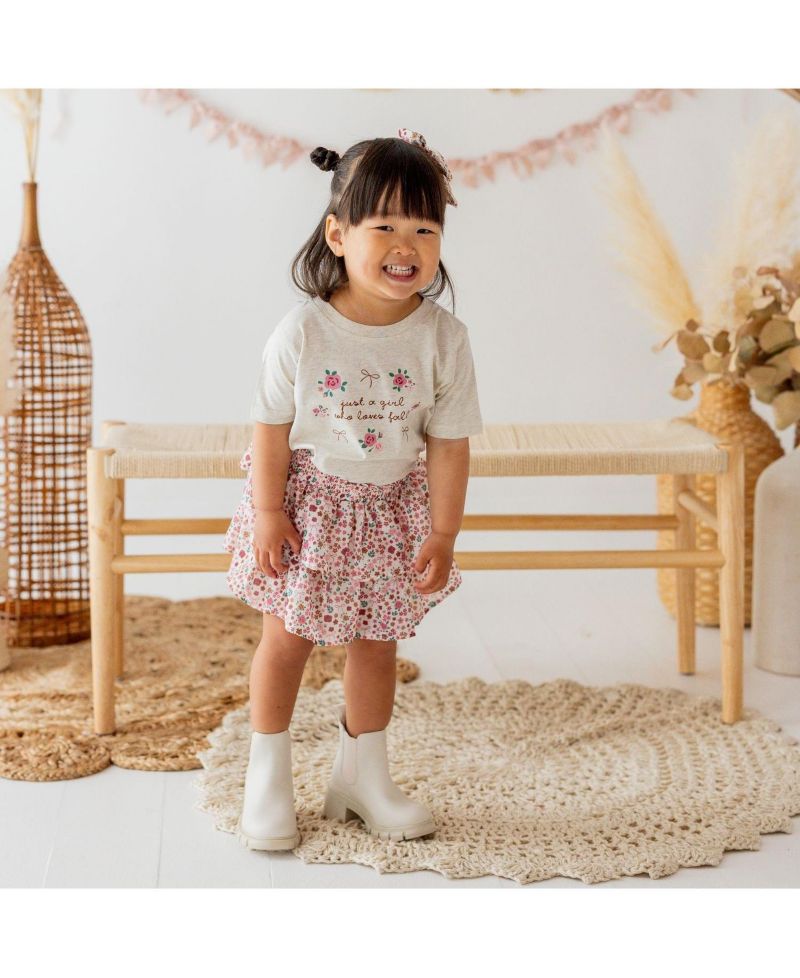 Big Girls Berry Floral Skort