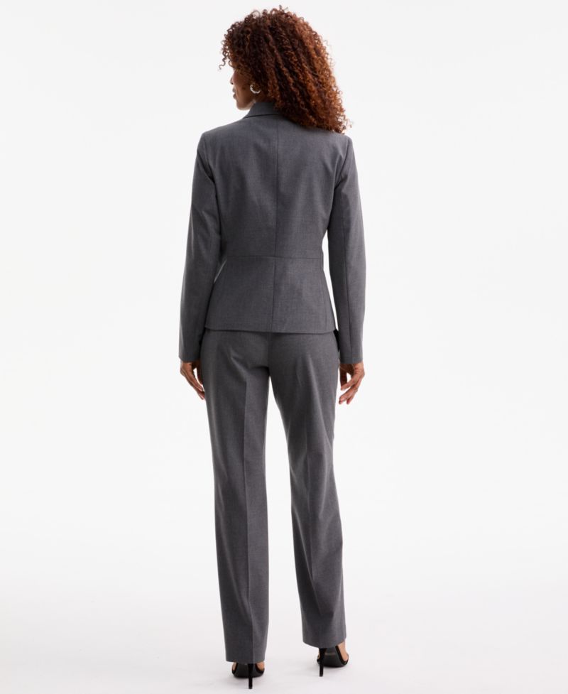 Women's Machine Washable Two-Button Jacket, Cowl-Neck Cap-Sleeve Top & Mid-Rise Straight Pants