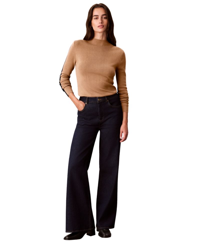 Women's Half and Half Mock Neck Sweater