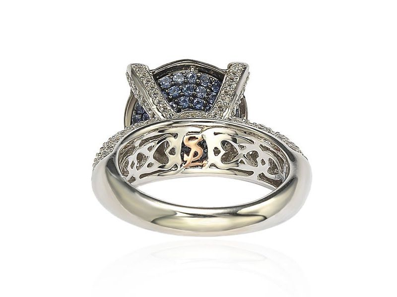 Suzy Levian Sterling Silver Cubic Zirconia Pave Center Stone Ring