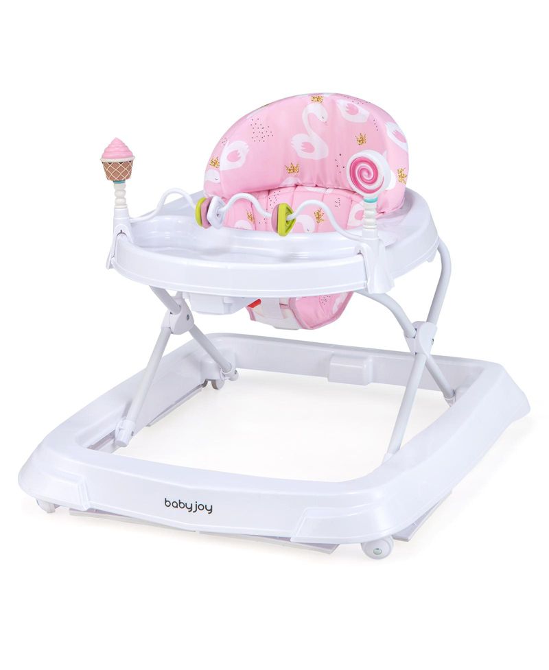 Foldable Baby Activity Walker with Adjustable Height and Detachable Seat Cushion