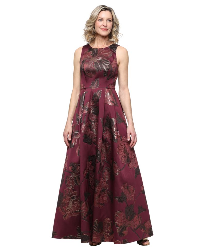 Women's Floral-Print Boat Neck Sleeveless Dress