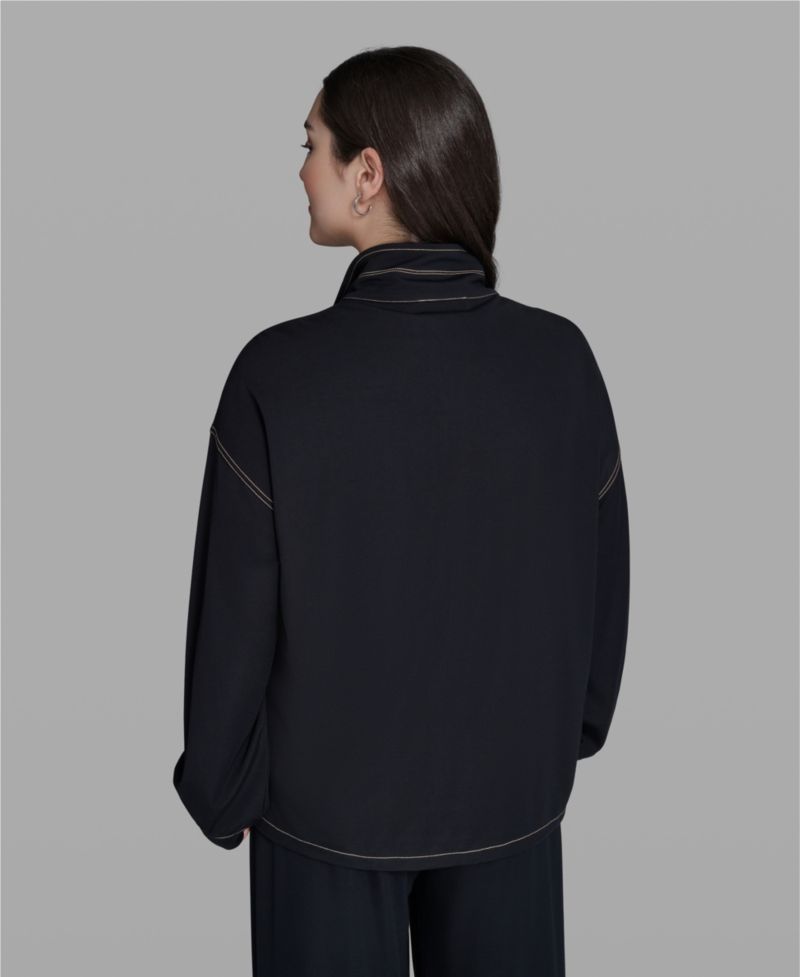 Plus Size Mock-Neck Zip-Front Jacket