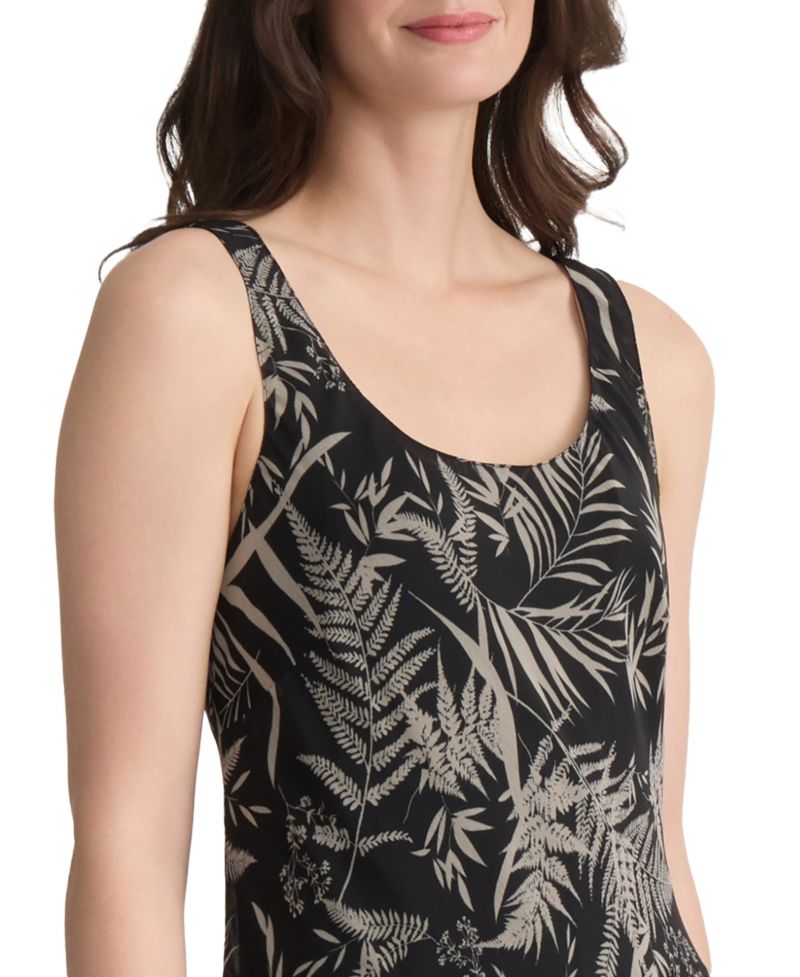 Petite Tiered Tropical-Print Maxi Dress