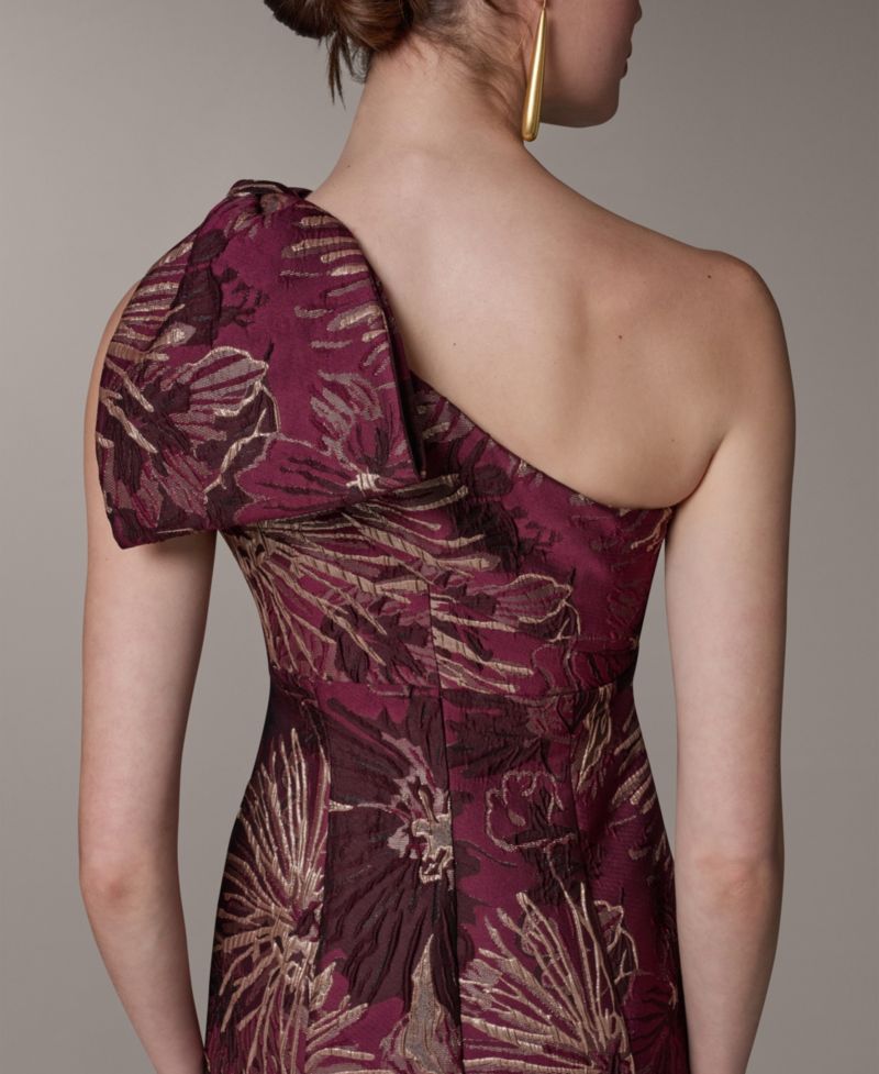 Petite Metallic One-Shoulder Gown