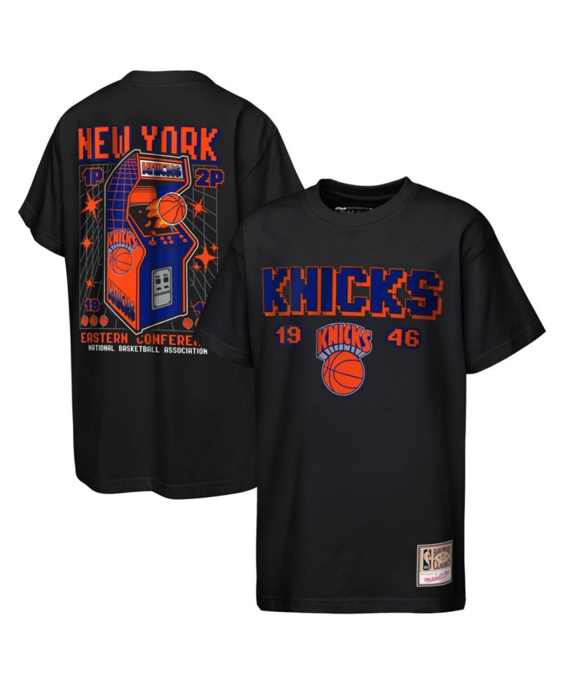 Big Boys and Girls Black New York Knicks Arcade T-Shirt