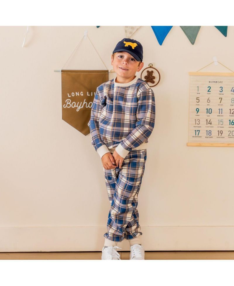 Toddler Boys Navy Plaid Jogger