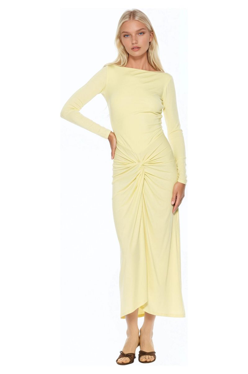 Women's Revel Long Sleeve Draped Skirt Maxi Dress