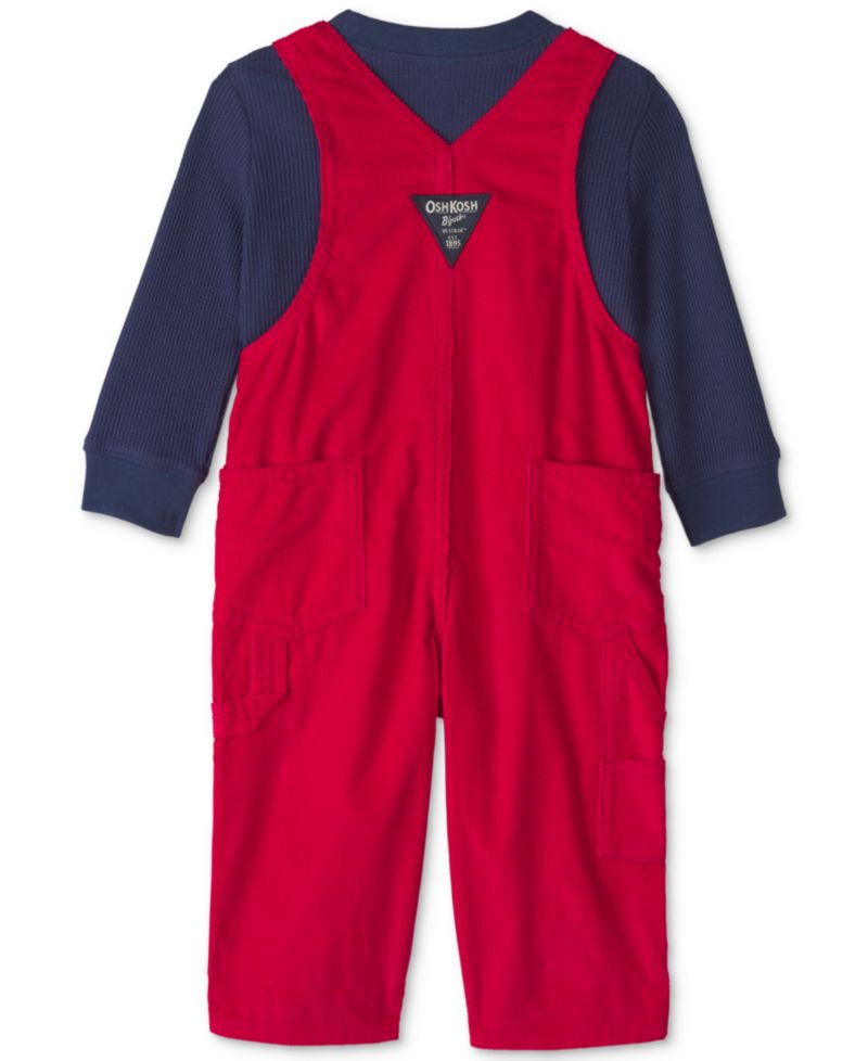 Baby Boys' Thermal Long-Sleeve Top and Corduroy Overall, 2-Piece Set