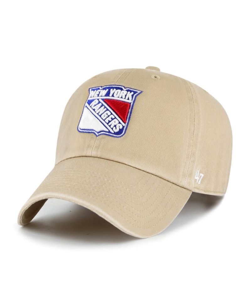 Men's Khaki New York Rangers Logo Clean Up Adjustable Hat