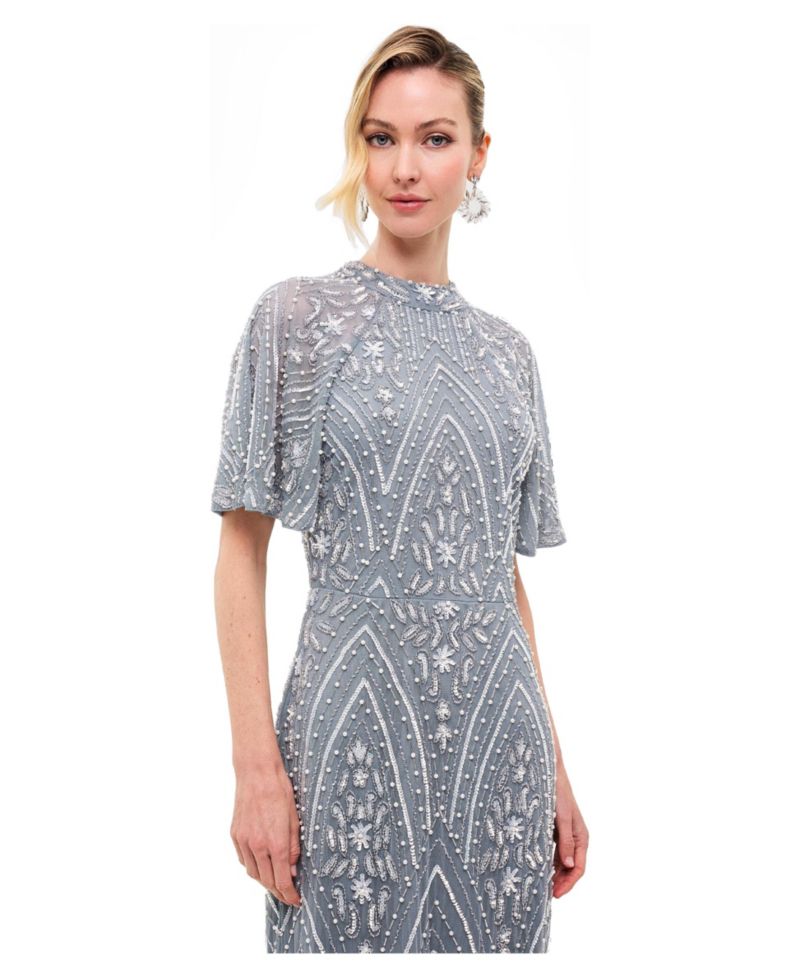 Women's Embellished Sequins High Neck Gown