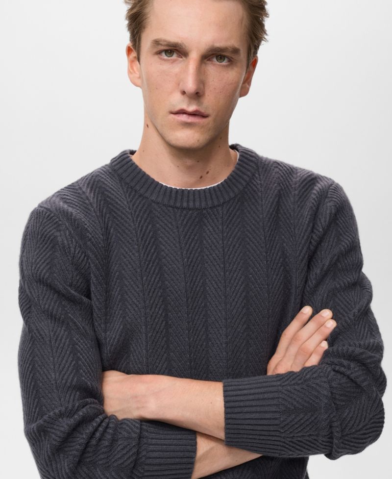 Men's Herringbone Structured Sweater