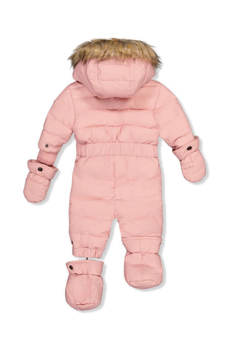 Baby Girl ( 6M to 24M ) Original One Piece Puffy Snowsuit with Removable Mittens and Boots Pale Dusty