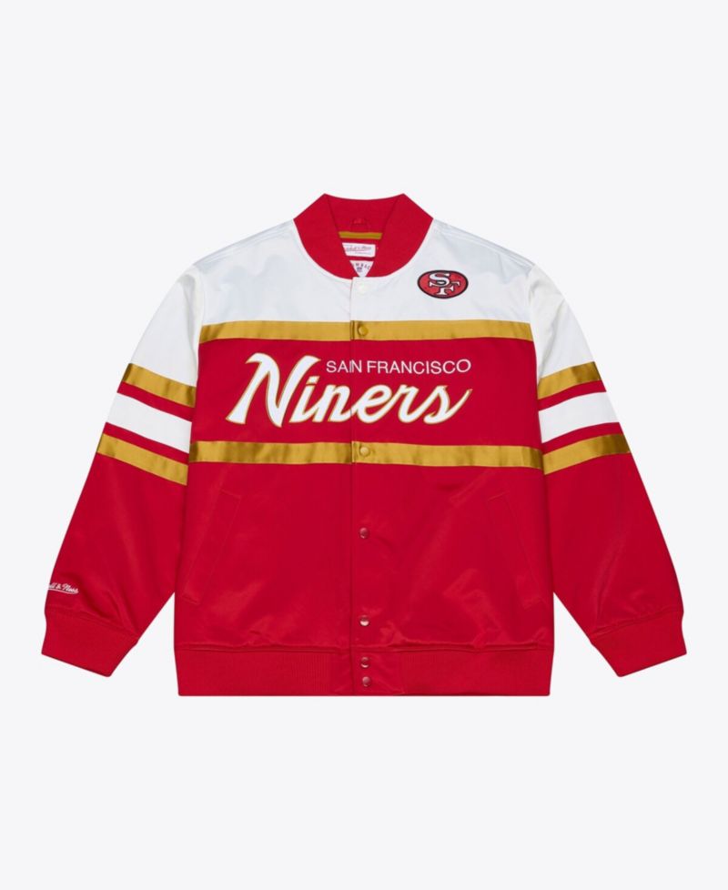 Men's Scarlet San Francisco 49ers Head Coach Lightweight Full-Snap Satin Jacket