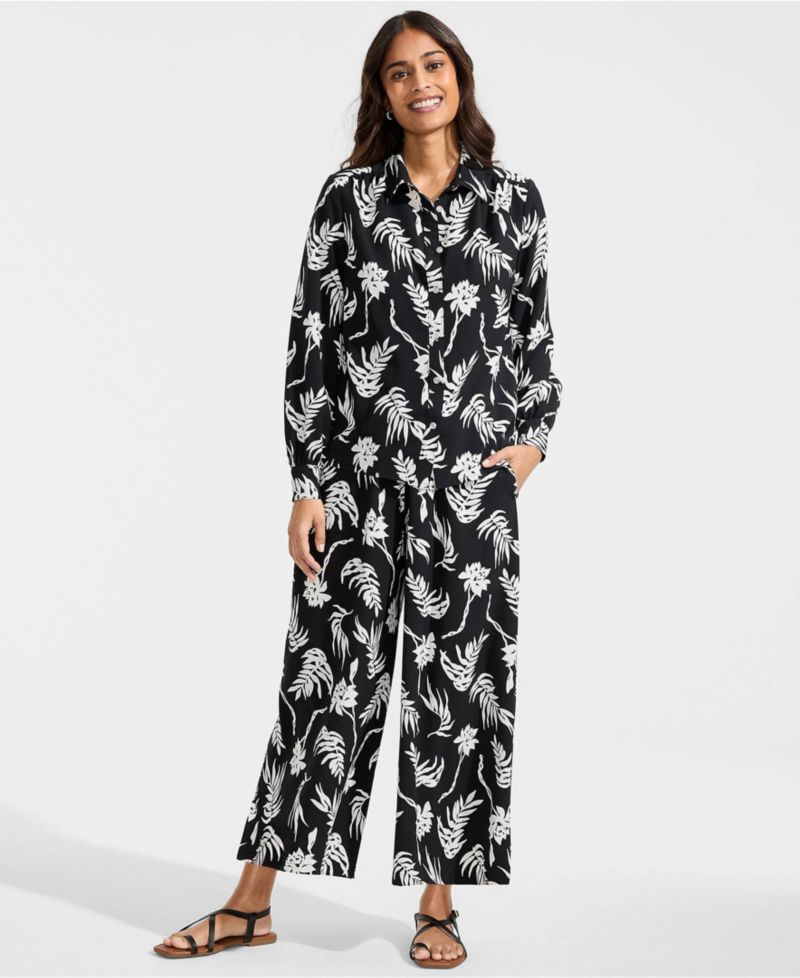 Women's Creaseless High Rise Palazzo Crop Pants