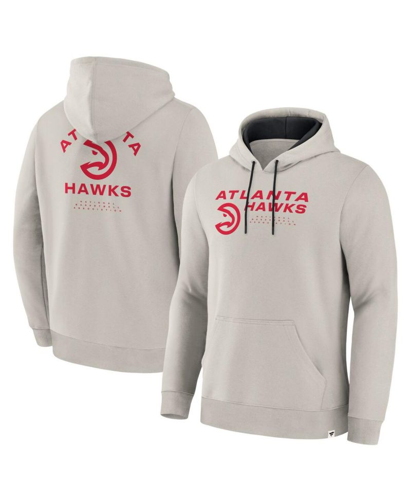 Men's Off White Atlanta Hawks Crossover Collection Blocked Shot Premium Pullover Hoodie