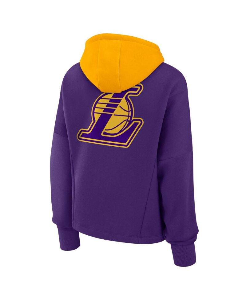 Women's Purple Los Angeles Lakers Post Up Boxy Pullover Hoodie