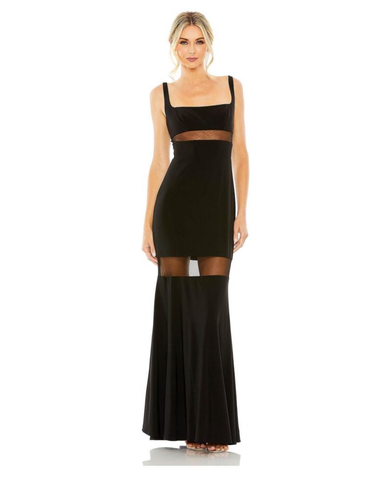 Women's Ieena Sheer Mesh Panel Sheer Detail Column Gown