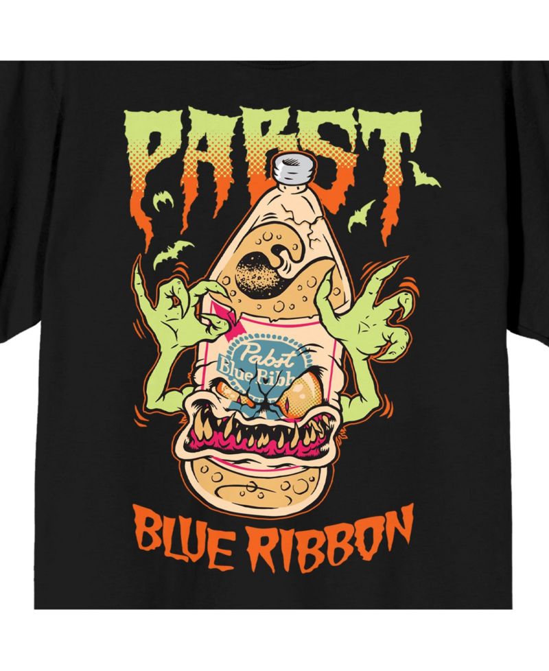 Big & Tall Halloween Beer Bottle Monster Crew Neck Short Sleeve Black T-shirt -4XL