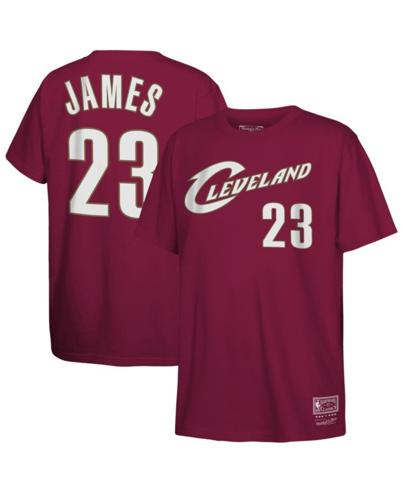 Big Boys and Girls LeBron James Wine Cleveland Cavaliers Hardwood Classics Name and Number T-Shirt