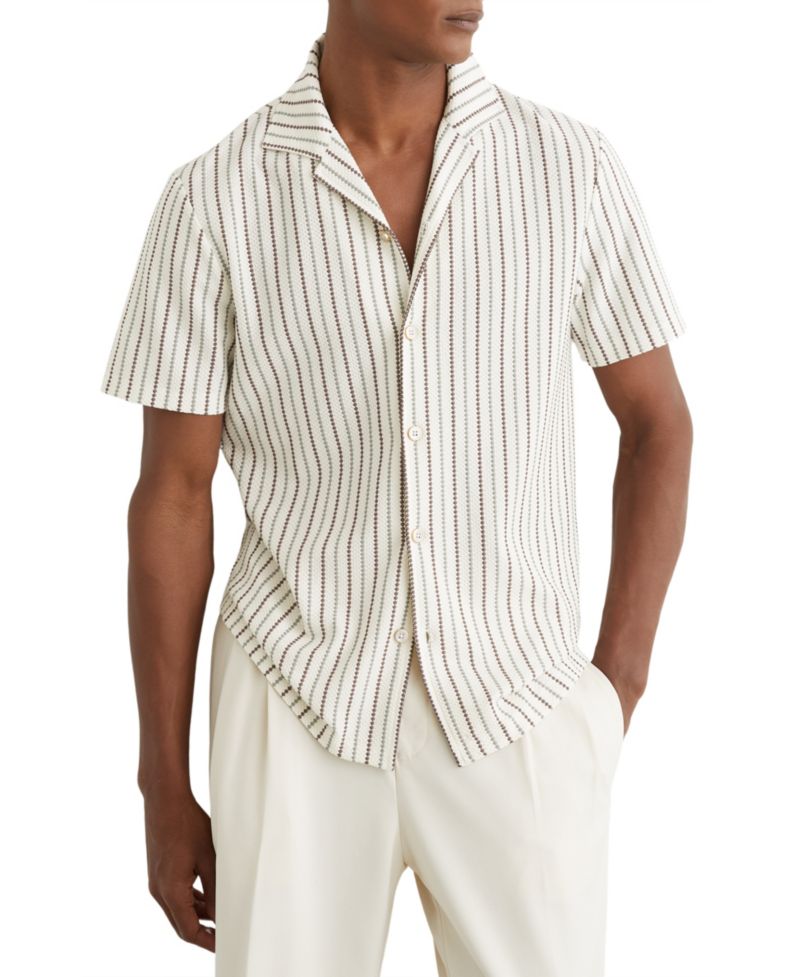 Men's Percy Textured-Stripe Cuban-Collar Shirt