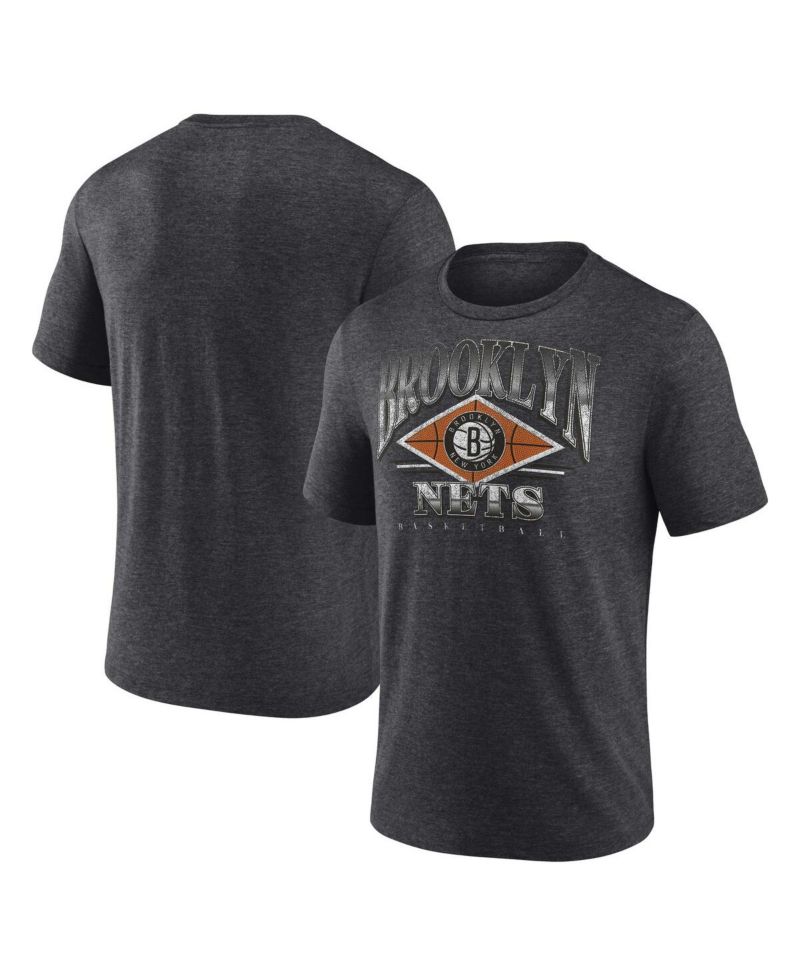 Men's Heather Charcoal Brooklyn Nets True Classics Power Phase Tri-Blend T-shirt