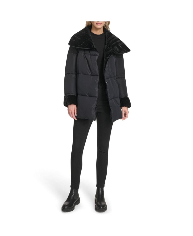 Women's Emerson Mixed Media Belted Wrap Coat