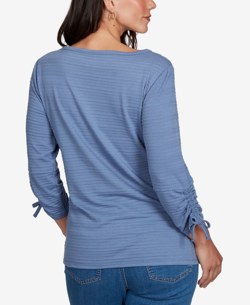 Petite Ottoman 3/4-Sleeve Boat Neck Top
