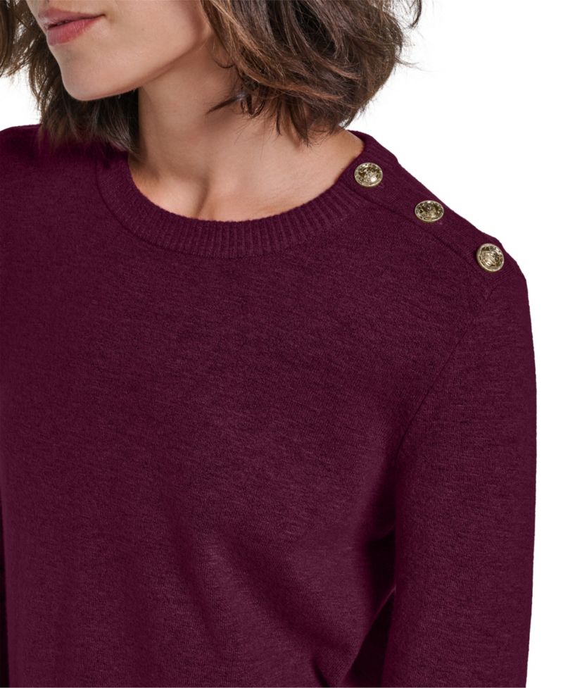 Petite Crewneck Long-Sleeve Asymmetrical-Hem Sweater