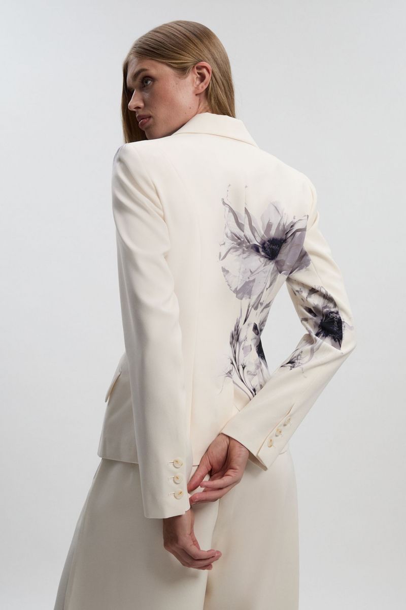 Women's Floral Crepe Single Breasted Blazer