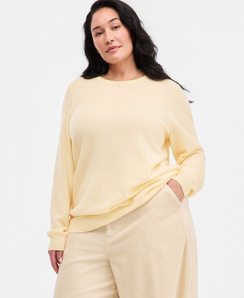 100% Cashmere Women's Petite Long-Sleeve Crewneck Sweater