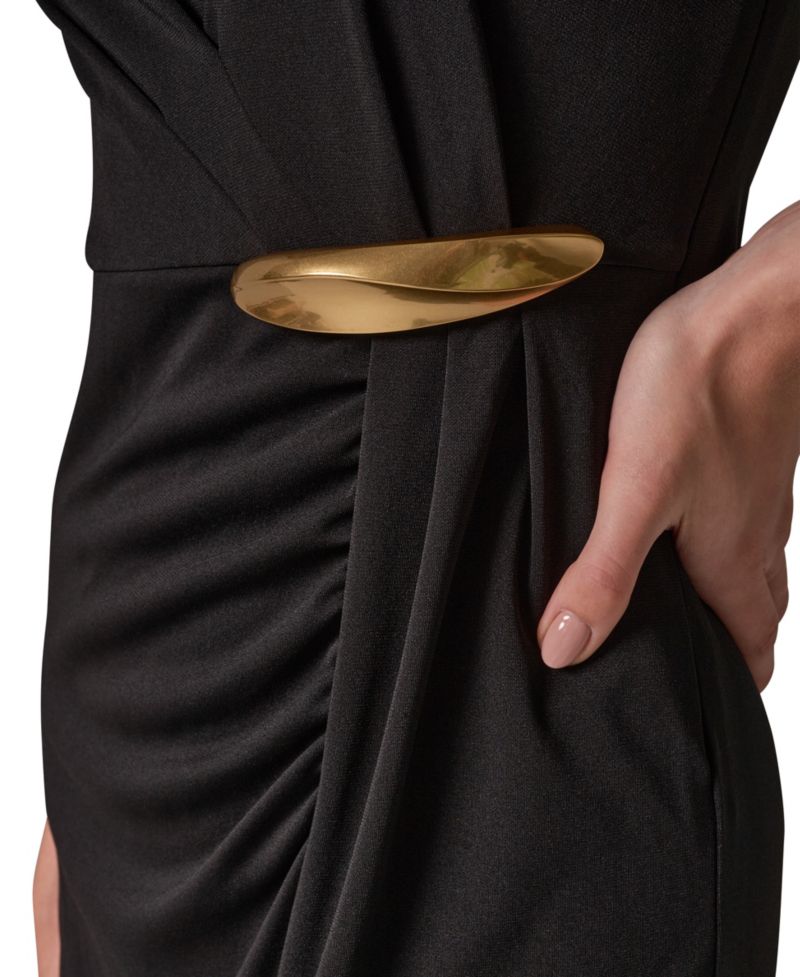 Women's Asymmetric Off-the-Shoulder Ruched Waist Maxi Dress
