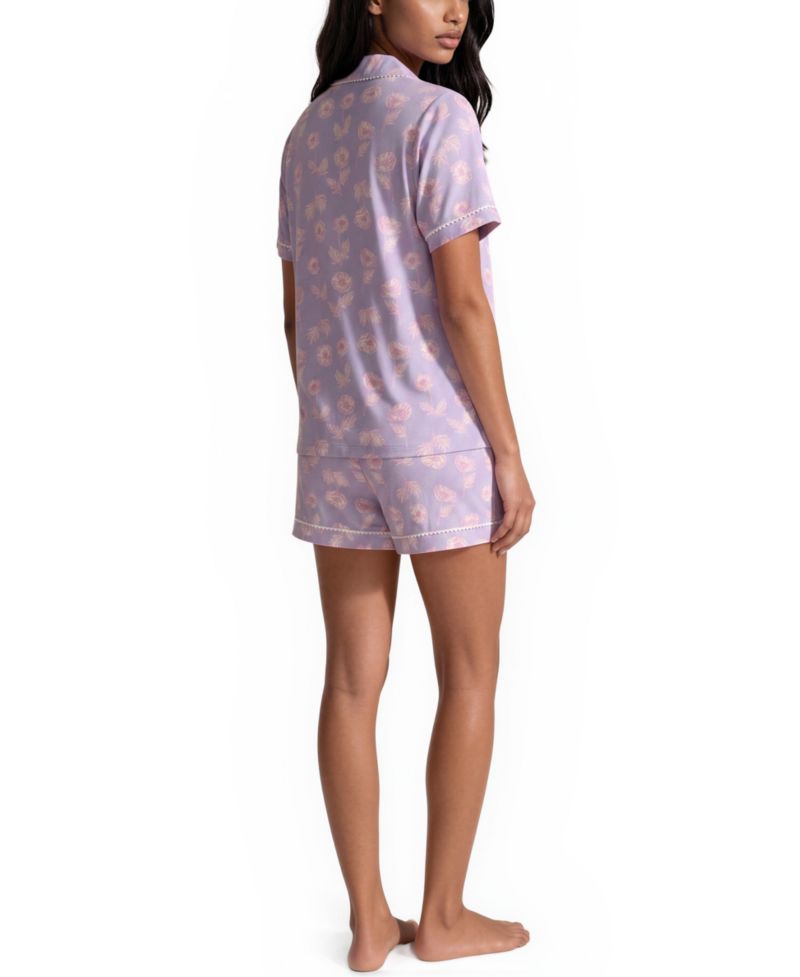 Women's Mix Match Notch-Neck Top with Pajama Shorts and Pants, 3-Piece set