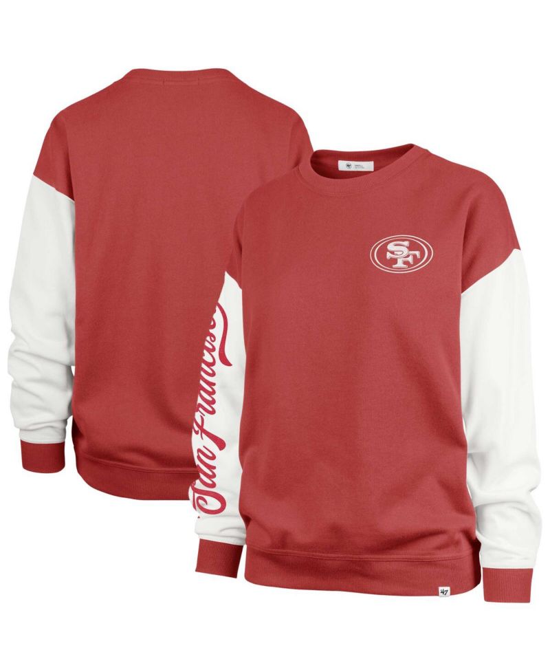 Women's Scarlet San Francisco 49ers Double Header Rise Andie Pullover Sweatshirt