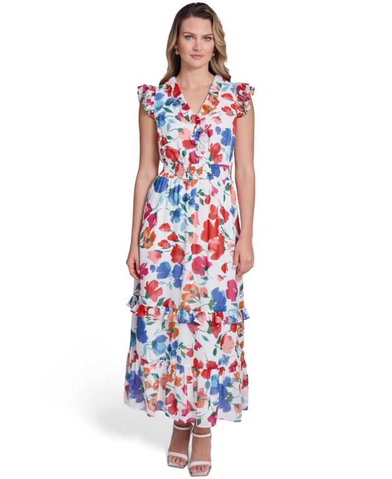 Women's Smocked Waist Printed Dress