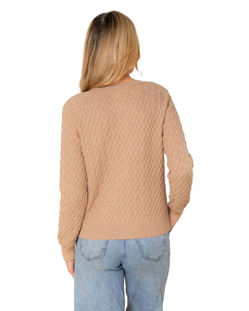 Women's Hope and Henry Organic Herringbone Stitch Cardigan Sweater