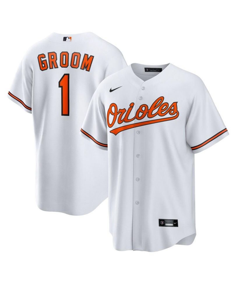 Men's White Baltimore Orioles 1 Groom Home Replica Jersey