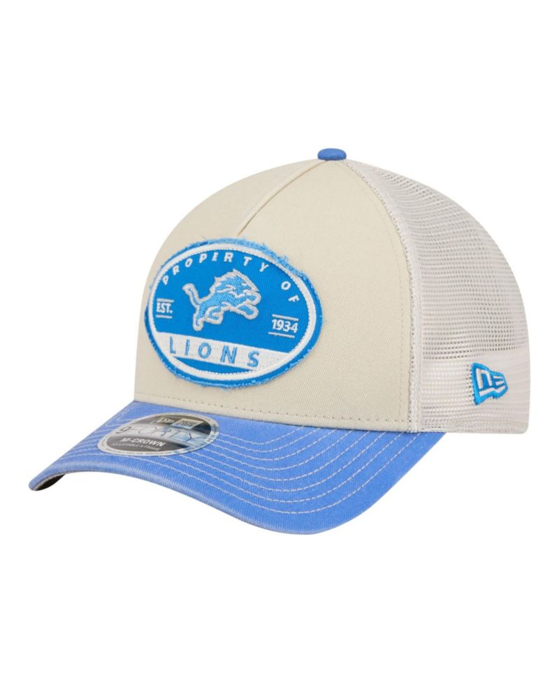Men's Natural Detroit Lions Frayed M-Crown A-Frame 9FORTY Adjustable Hat