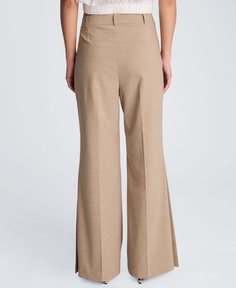 Women's Fly-Front Mid-Rise Flare Pants with Split Hem